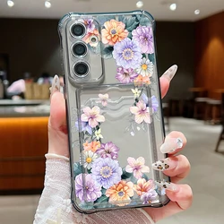 Elegant Floral Card Bag Phone Cover - Samsung A27 (A743 Grey)