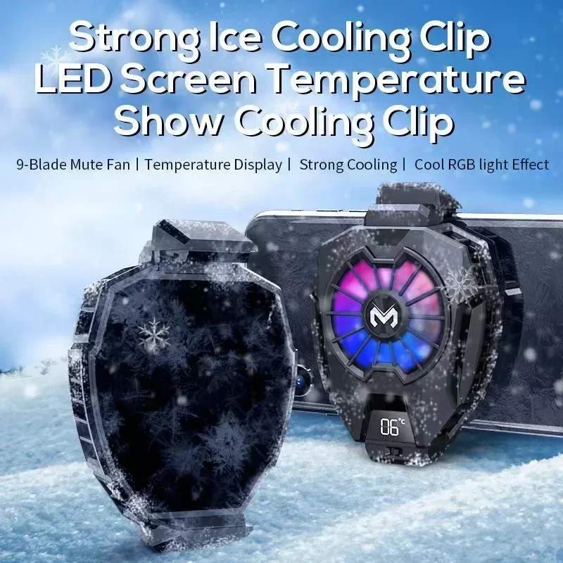 2 In 1 Mobile Phone Magnetic LED Display Fan Cooling Phone Radiator & RGB Light Smartphones Genshin Impact PUBG Game Cooler phone cooler