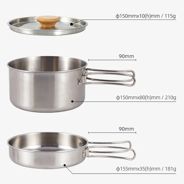 Outdoor Stainless Steel Camping Pot Set Practical Pot And Pan Cook Set For Climbing 5