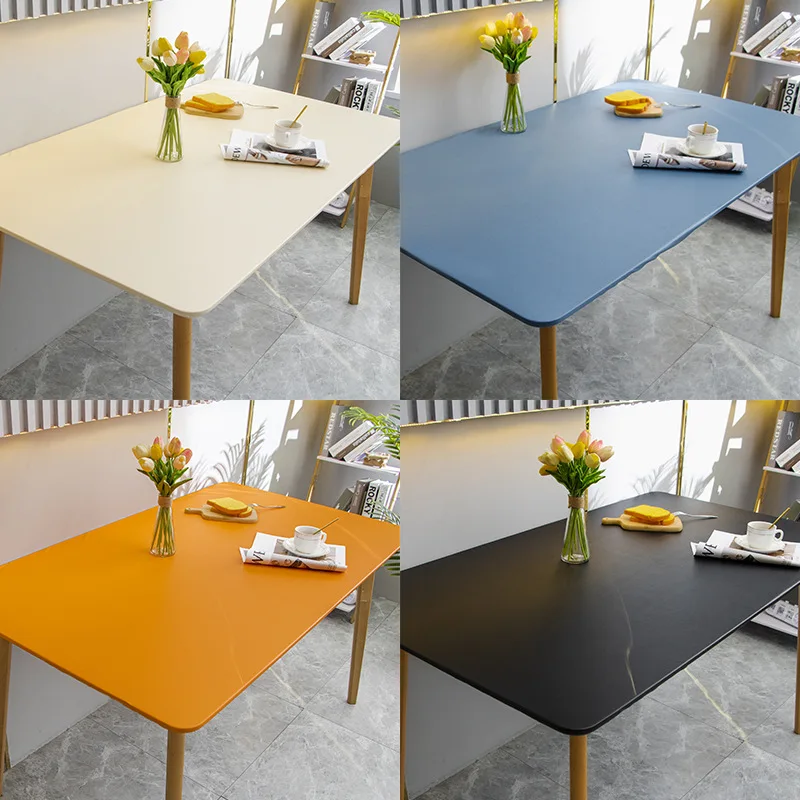 

Creative Waterproof Oilproof Pu Leather Tablecloth Household Kitchen Table Mats Elastic Tablecloth Decoration Student Table Mats
