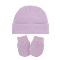 Autumn Winter Newborn 2/3 Pcs Hat Gloves And Socks Set For Baby Boys Baby Girls Cotton Soft Headwear Solid Color Infant Nightcap 6