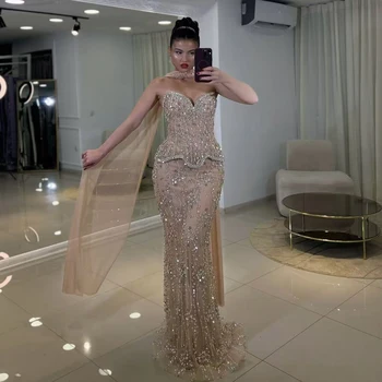 SERENE HILL 2026 Evening Dress Luxury Nude Beaded Mermaid Gowns for Women Party Customized BLA73336 1