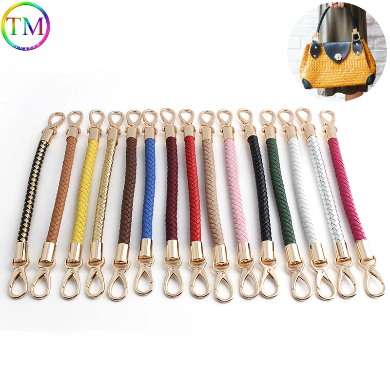 30-45-60 cm Colorful PU Leather Bag Handle Colored Replaceable Leather Shoulder Strap Handbag Weave PU Metal Buckle Accessories