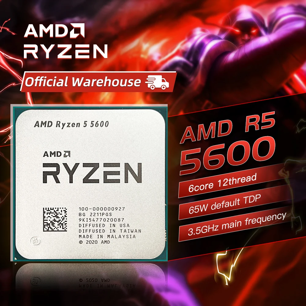 Amd New Ryzen 5 5600 R5 5600 Cpu Game Processor Socket Am4 6core 12