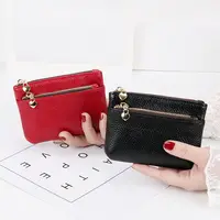Women Mini Change Purses Leather Coin Purse Zipper Pouch Card Holder Wallet Kids Coin Pocket Wallets Key Chain Holder 2