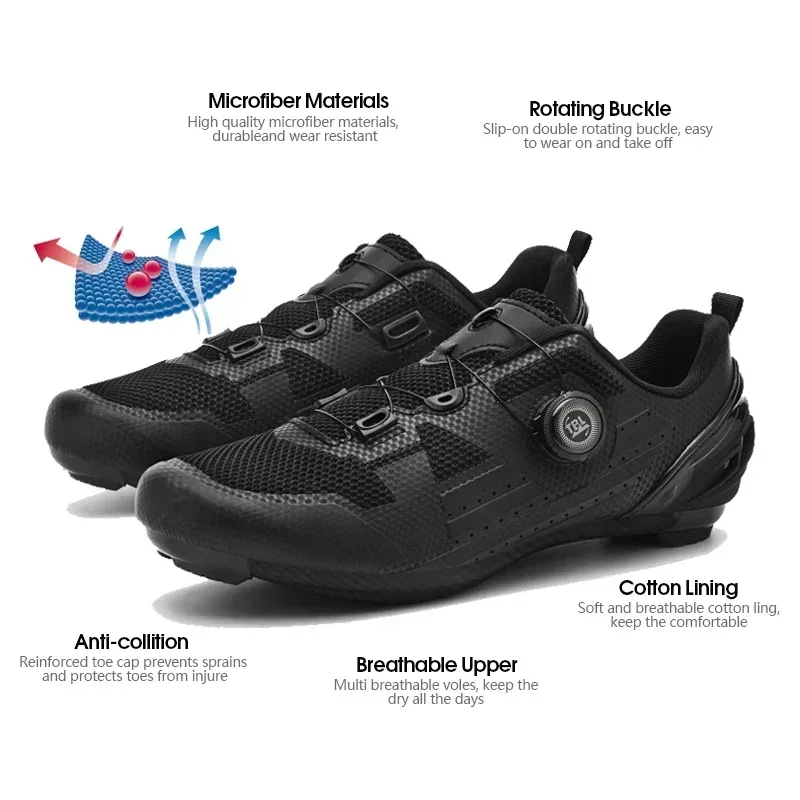 Professional Men Women Mtb Cycling Shoes Racing Self Locking Speed Road SPD Bicycle Sneakers Flats Cleats