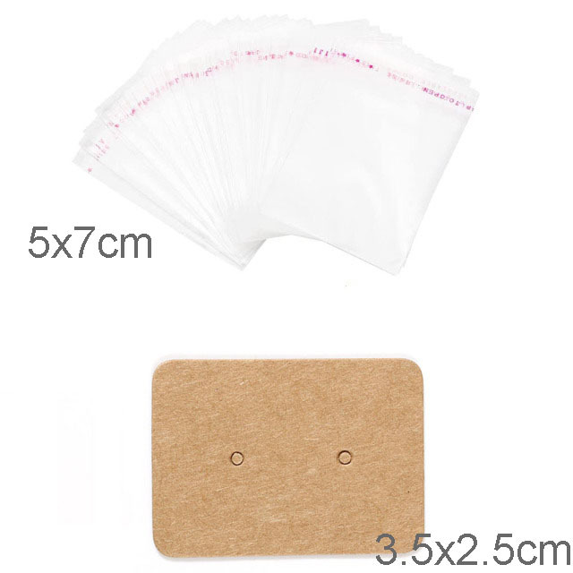 sets Kraft Paper Cards Jewelry Necklace Earring Display Holder with Self Adhesive OPP Bags Personal Business Retail Packaging