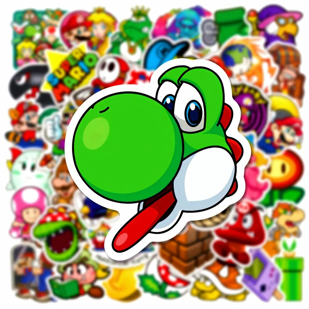 50/100pcs 슈퍼 마리오 브라더스 스티커 루이지 요시 스크랩북 노트북 전화 케이스 스티커 장식 어린이 게임 DIY 선물 장난감