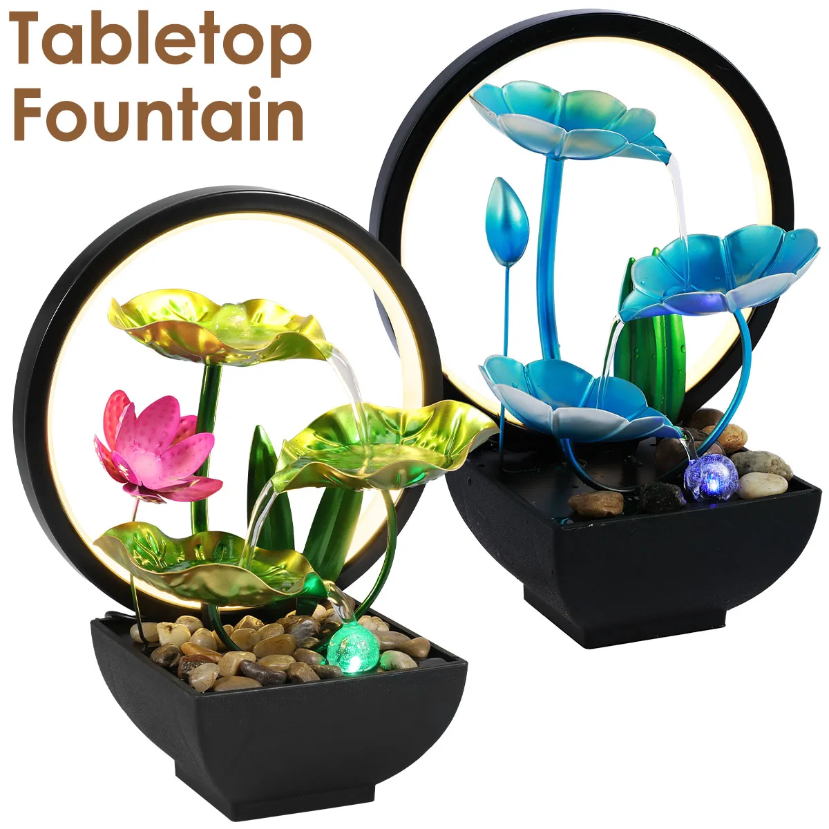 Tabletop Fountain Battery/USB Operated Water Fountain Feature Zen Meditation Fountain Decor Sound Relaxation Fountain Ornament 1