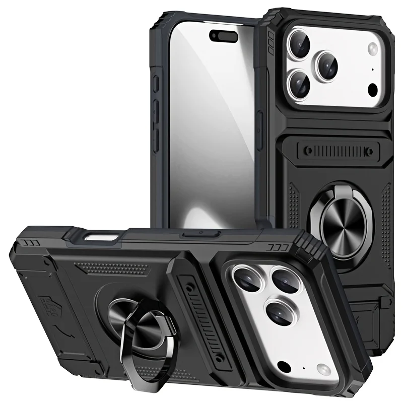 Durable Shockproof Stand Case with Card Slots and Heavy-Duty Protection