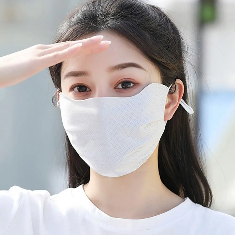 1Pcs Solid Color Anti-UV Face Shield Ice Silk Sun Protection Driving Face Mask Summer Sunscreen Mask Women Sun Hats