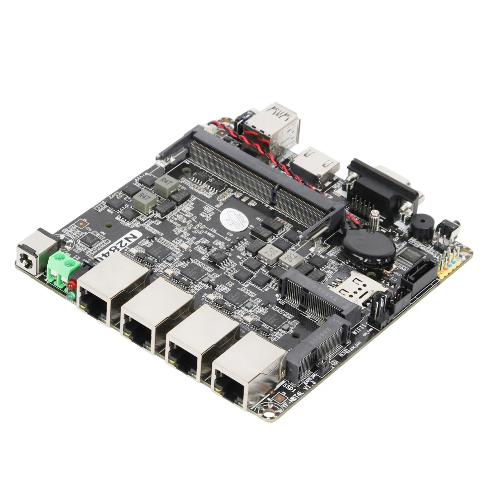 Mini PC Firewall M​otherboard Intel Celeron N2830 J1900 4x 2.5G Ethernet HDMI VGA 2xUSB Mini PICE SIM Slot SATA mSATA 12X12CM