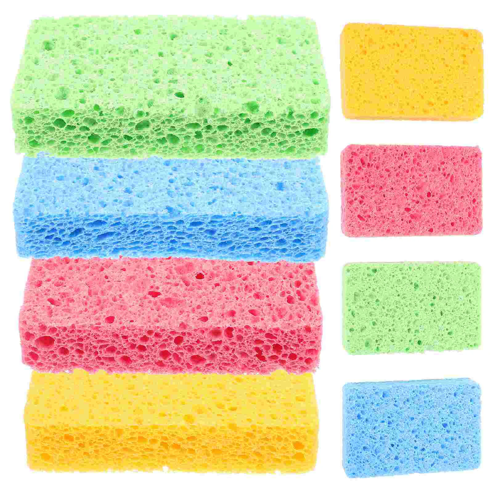 

8 Pcs Wood Pulp Cleaning Sponge Reusable Sponges Scrubber for Dishes Kitchen Flatware Frosted Scouring Pad Pan