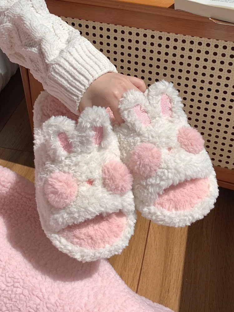 New Cute DUDU Cat Cotton Slippers Women's Winter Plush Cartoon Home Indoor  Anti-skid Soft Bottom Bag Heel Plush Slippers - AliExpress