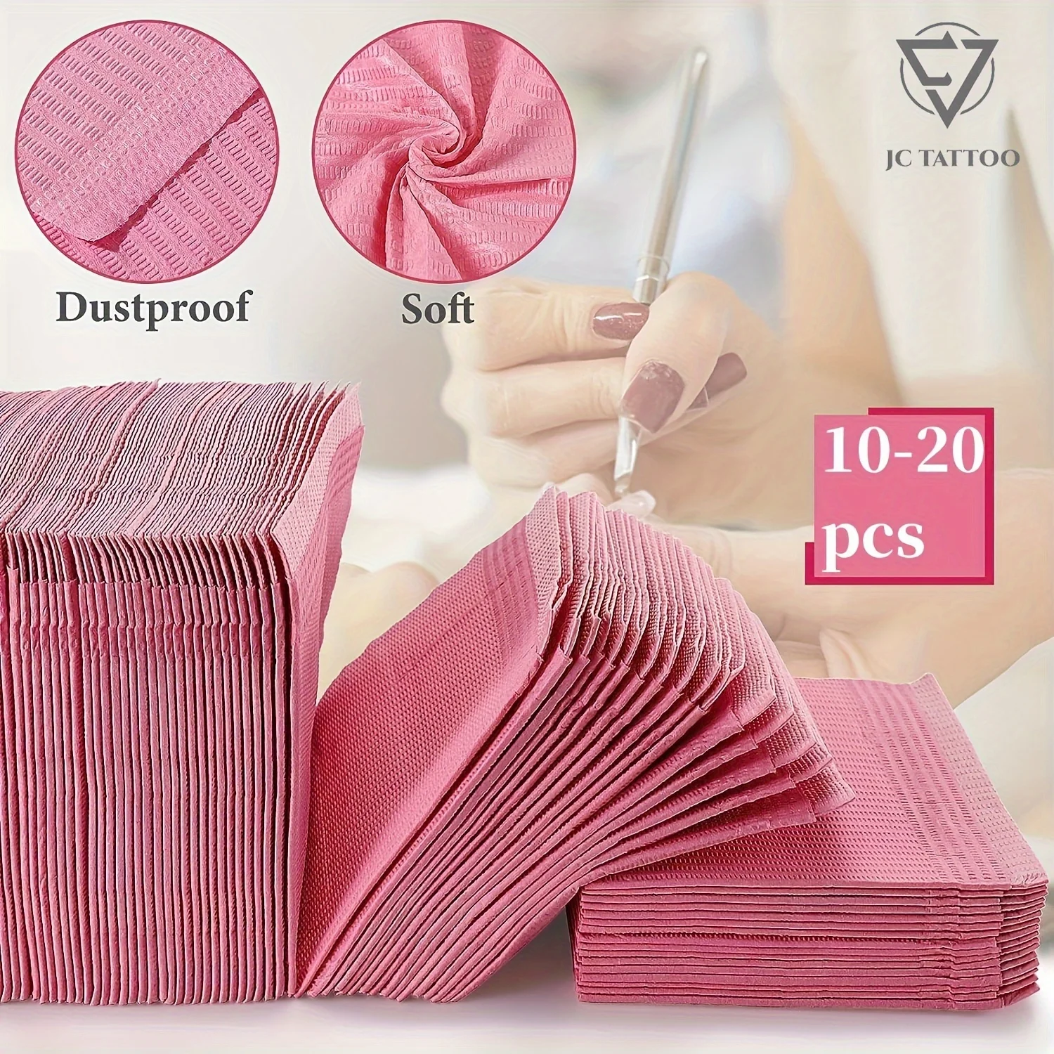 JC TATTOO 125Pcs Dental Bibs Disposable Tattoo Cleaning Wipes 13"x17" 3 Ply Waterproof Sheet for Nail Tech Dental Clinic Tattoo 5