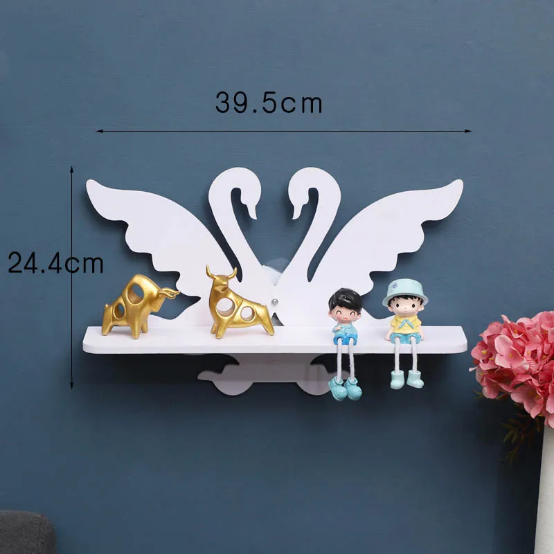 Nordic Creative Shelf Swan Storage Shelf Wall Hanging Cloud Hook Storage Rack Bedroom Book Home Kids Room DIY Decor Gifts