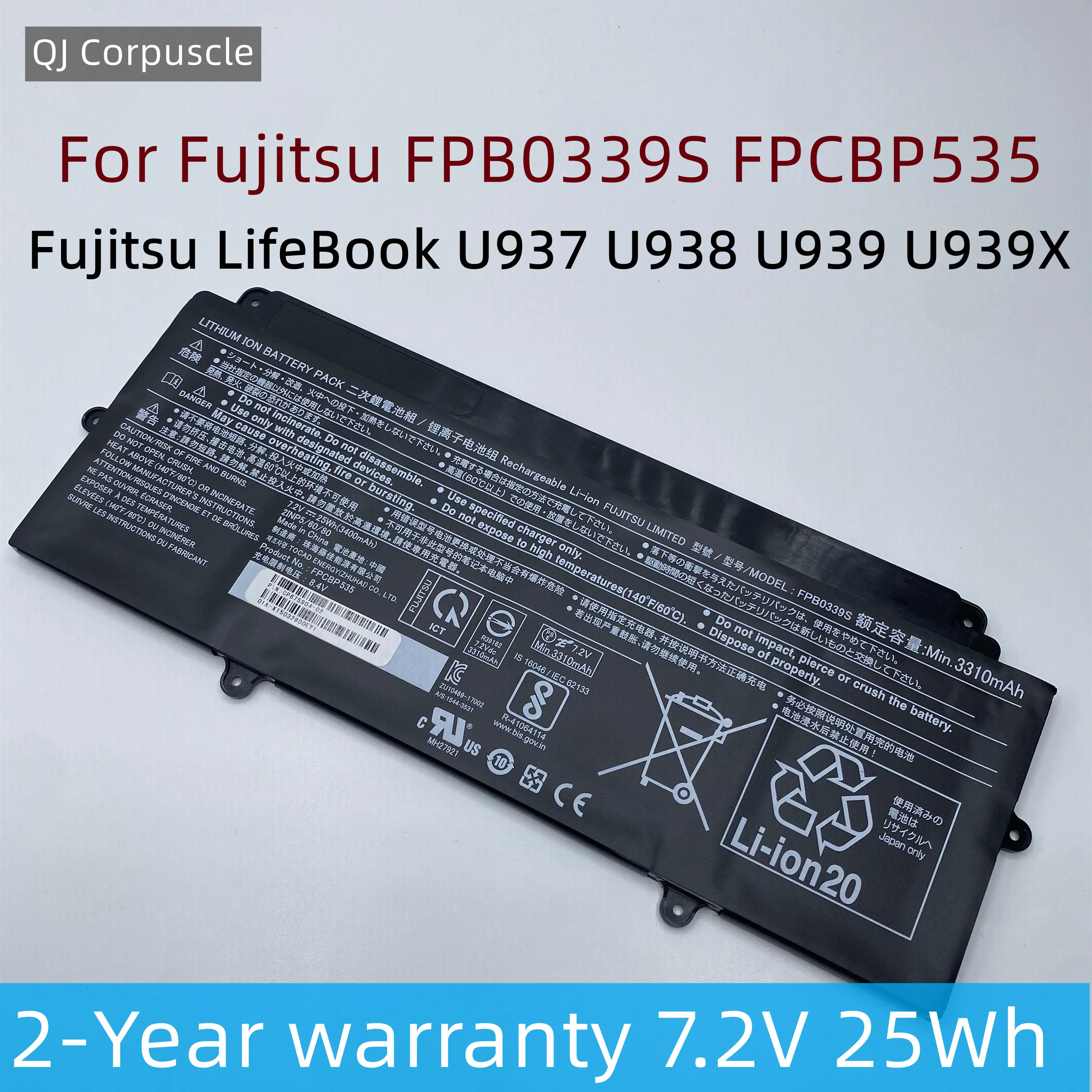 Bateria Original 7.2v 25wh Fpcb0340s Fpcb0340s Fpcb0339s Fpcbp536 Fpcb535 para Lafdell U937 U938 U939 U939x Cp73763401 E548 Novo