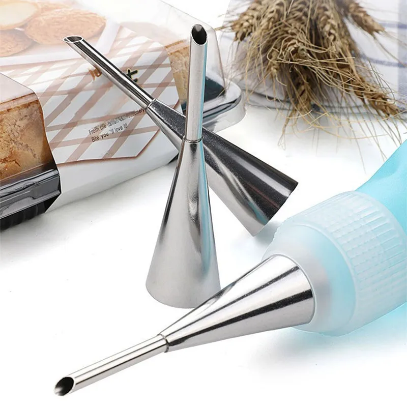 Cream Icing Piping Nozzles Stainless Steel Eclair Puff Nozzles Cupcake Filling Tubes Pastry Injector Syringe Piping Tips 1-4pcs