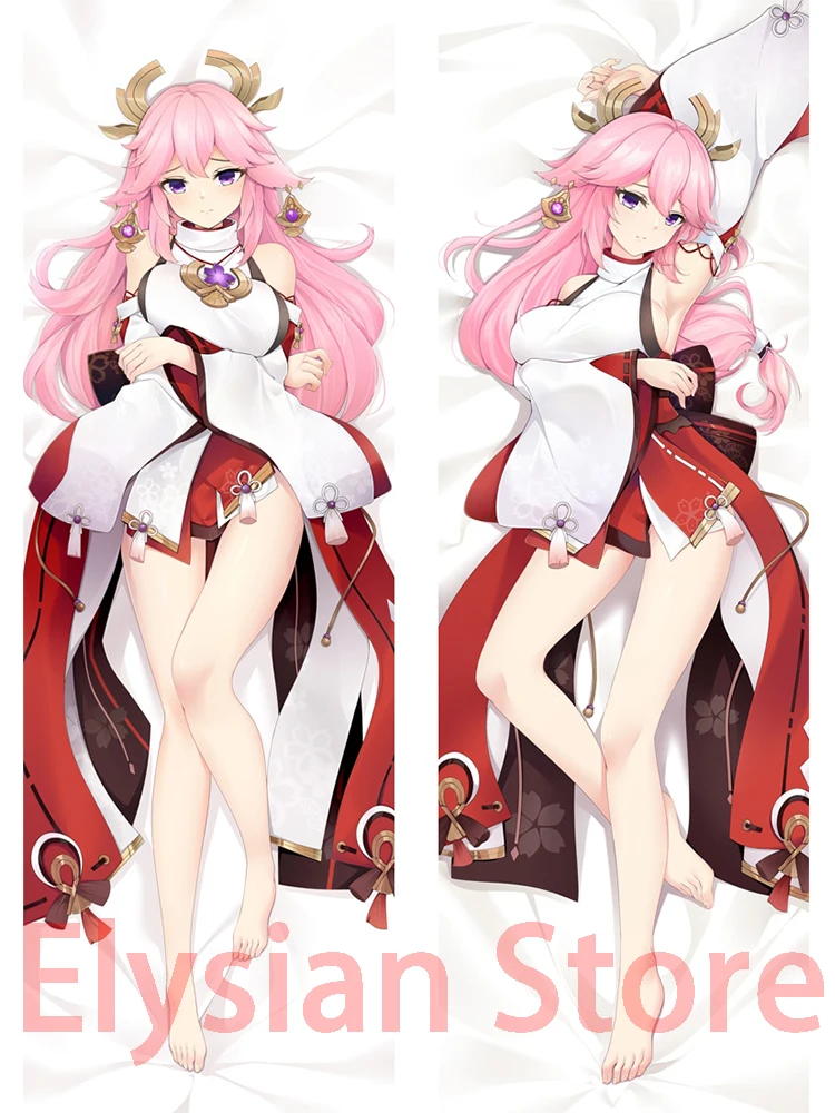 

Dakimakura anime Yae Miko Genshin Impact AI Illustrations Double-sided Print Life-size body pillows cover Christmas Decoration