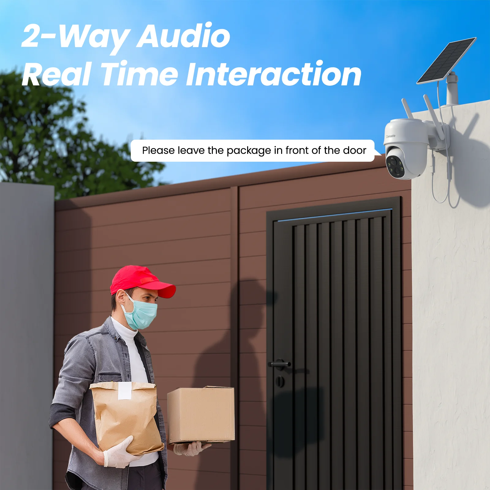 Cinnado 2K Solar/Battery Powered Cameras for 360&deg; Home Security, 2.4G WiFi Outdoor Camera Wireless, Human Detection