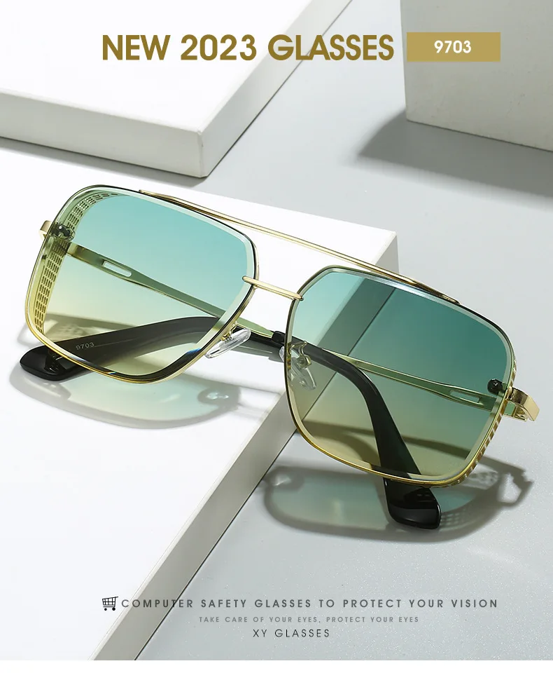 Rectangle Sunglasses For Men And Women With Gradient Lenses_voghion.com