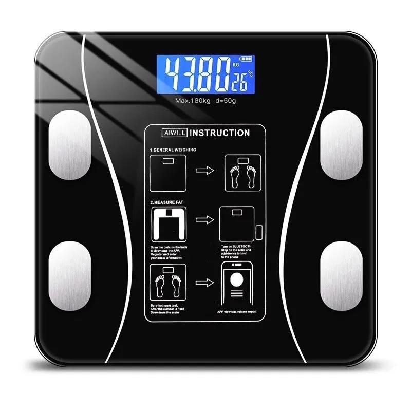 Body Fat Scale 2022 New LCD Display Smart Wireless Digital Bathroom Weight Scale Body Composition Analyzer with Smartphone App 