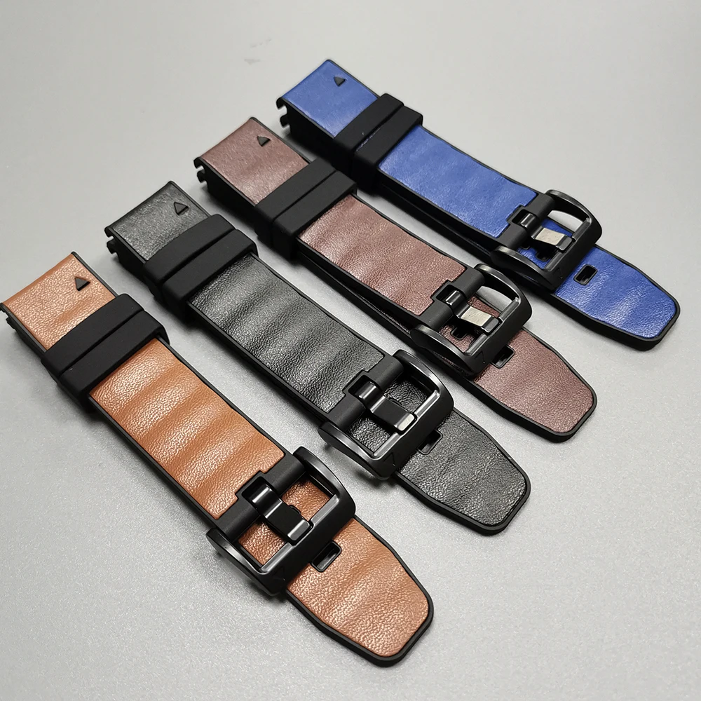 Quick Release Leather and Silicone Hybrid Watch Band (22mm/26mm)