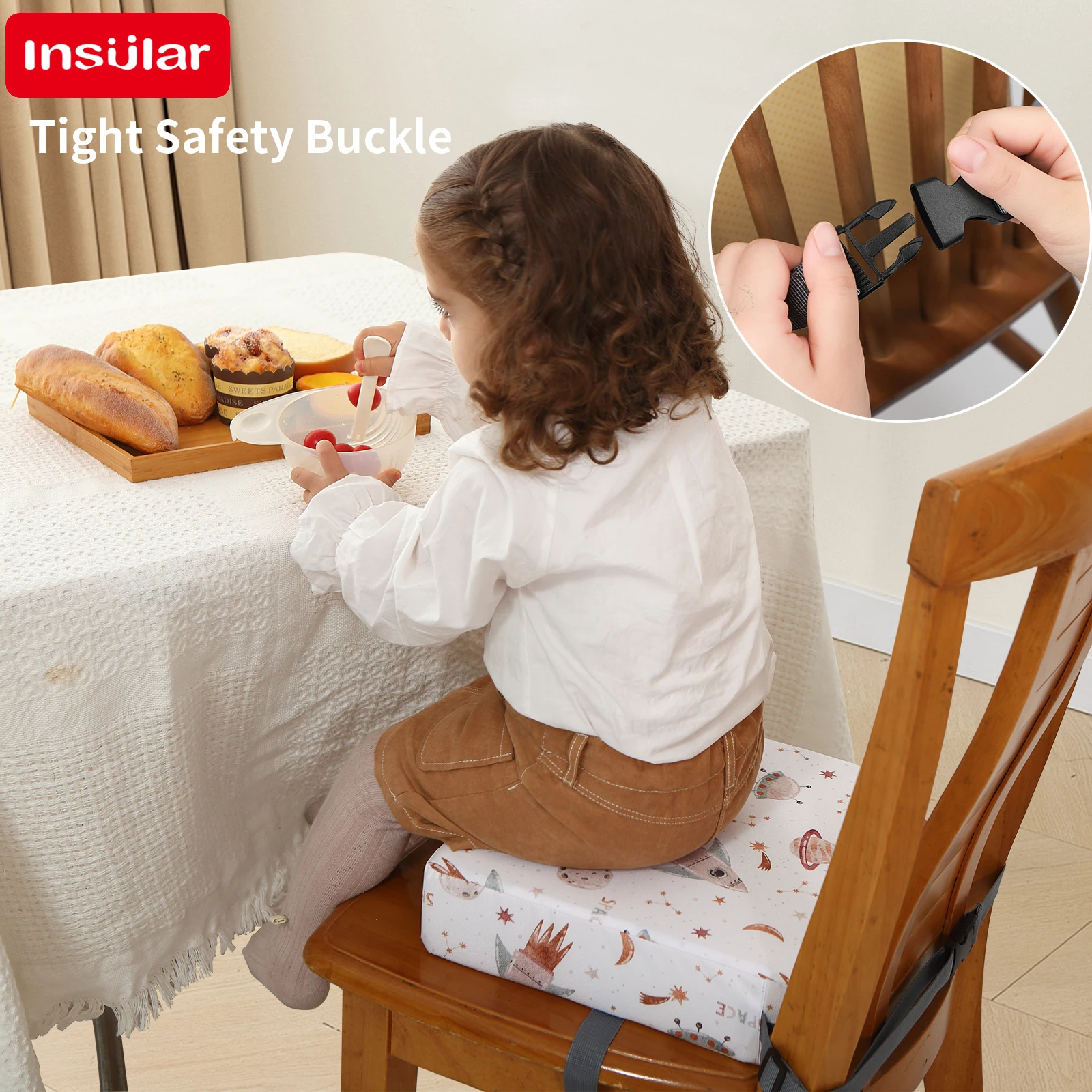 Baby Dining Chair Booster Cushion Removable Kids Highchair Seat Pad Star Chair Heightening Cushion Child Waterproof Seat
