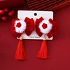 Kids New Year Headwear Chinese Style Hafu Plush Bow Kids Hair Clips Red Tassel Princess Girl Sided Clips Accessory New Year Gift 5