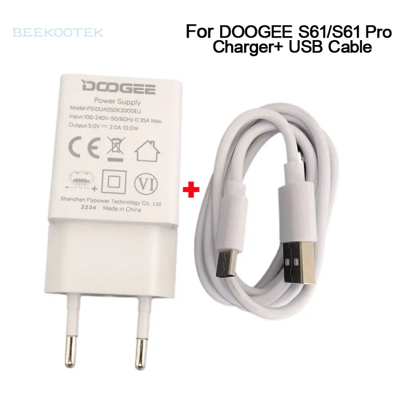 

New Original Doogee S61 OfficialTravel Charger Plug Adapter+Type-C USB Cable Line Data Accessories For Doogee S61 Pro Smartphone