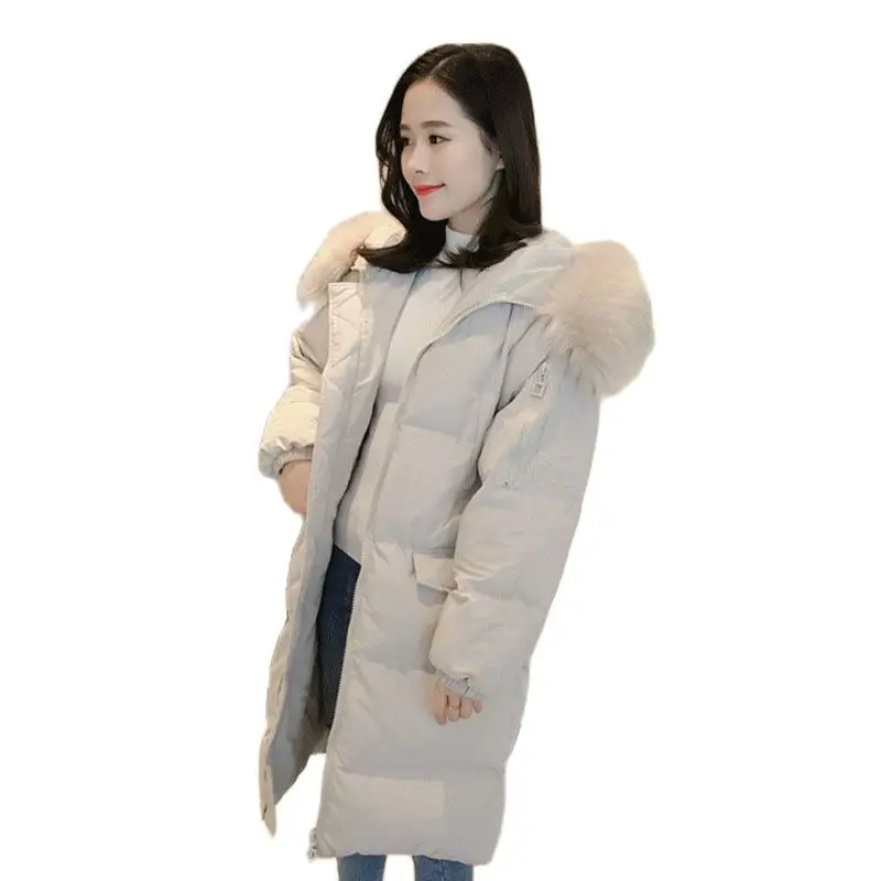 

WinterJacket Parker Women's Cotton Coat Mid-Length Large Fur Collar Bat Sleeve Loose Warm Down Cotton Jacket Overcoat A443