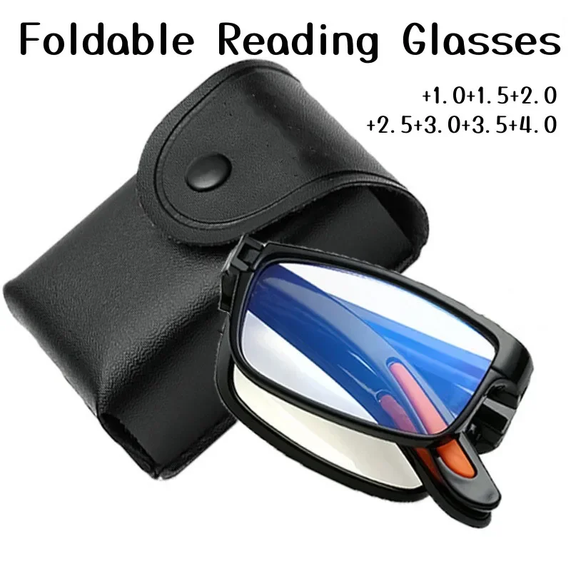 New Fashionable Folding Reading Glasses with Box TR Anti-blue Light ...