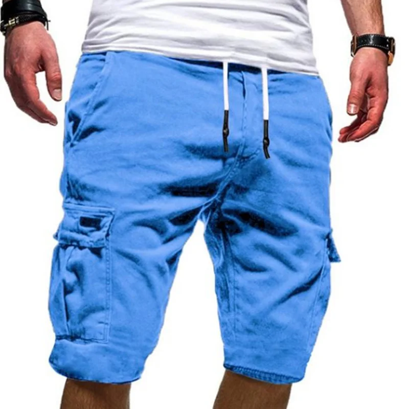 2023 Summer Y2K Harajuku All Match Trousers Solid Color Streetwear Elegant Fashion Half Pants Multi Pocket Shorts Men's Clothing 5
