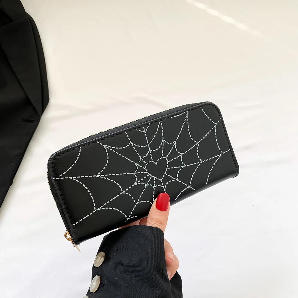 Women Spider Web Coin Purse PU Leather Gothic Coin Money Bag