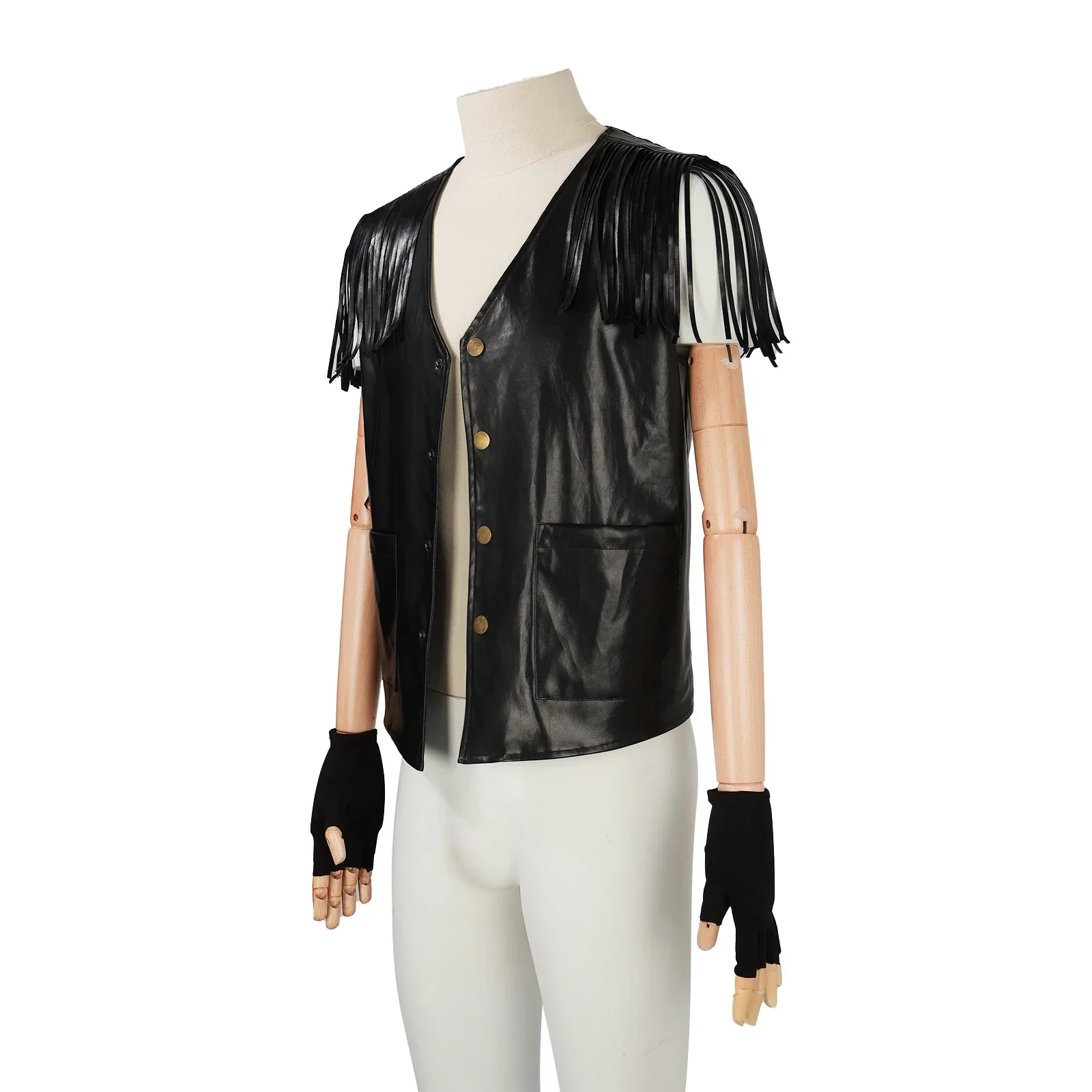 Movie Ryan Gosling Cosplay Vest Adult Men Black Leather Top Coat Suit Halloween Costume Outfit Uniform Party
