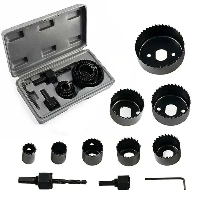11Pcs 구멍 톱 키트 나무 PVC 및 플라스틱에 대 한 내구성 탄소 철강 금속 원형 전원 드릴 구멍 커터