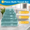 Luxury 100% Cotton Towels, 6 Piece Bath Towel Set, Include 2 Bath Towels, 2 Hand Towels, 2 Washcloths, Soft & Absorbent Towels 4