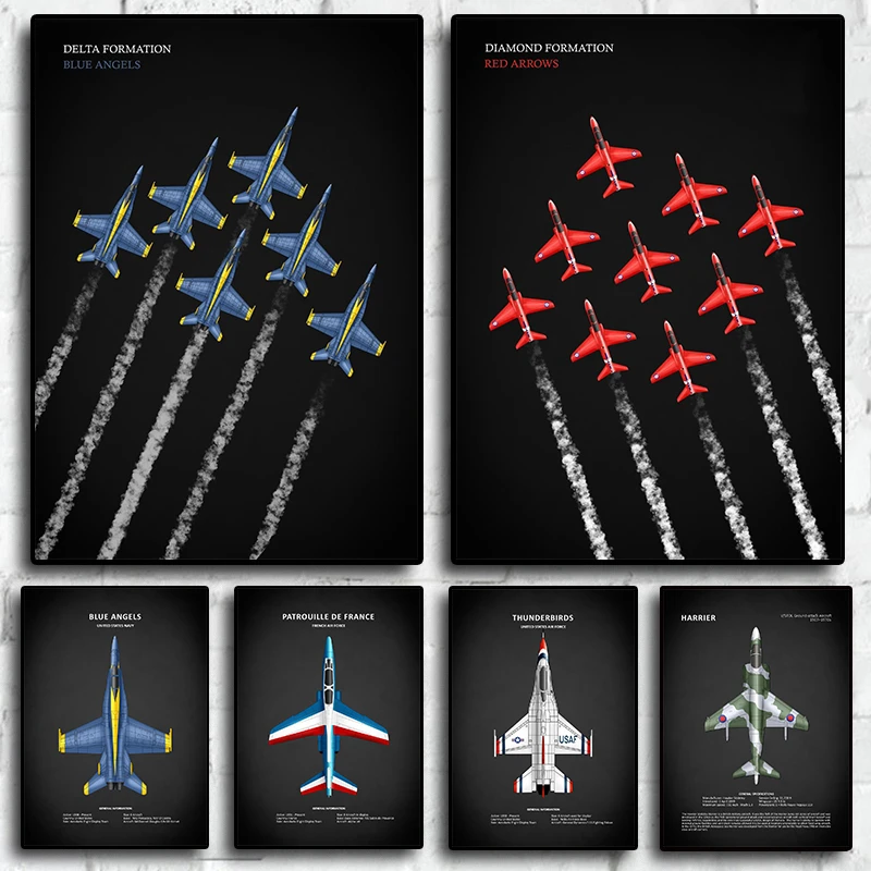 

World Famous Aircraft Fighter Poster Aesthetic Living Painting Military Fan School Education Airplane Wall Art Home Decor Canvas