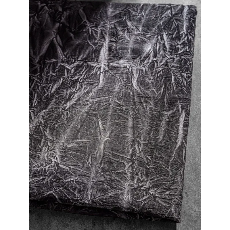 Black Gray Bamboo Pleated Texture Cotton and Linen Fabric Retro Stir ...