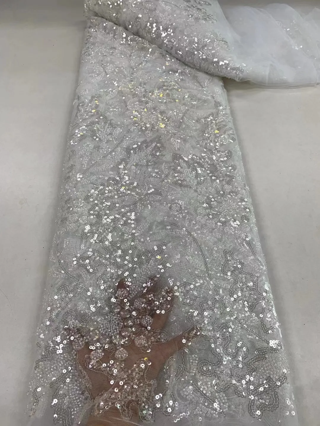 

Rose gold African Beaded Groom Tulle lace Fabric High Quality Sequins Embroidery French Lace For Nigerian Party Dress Sewing