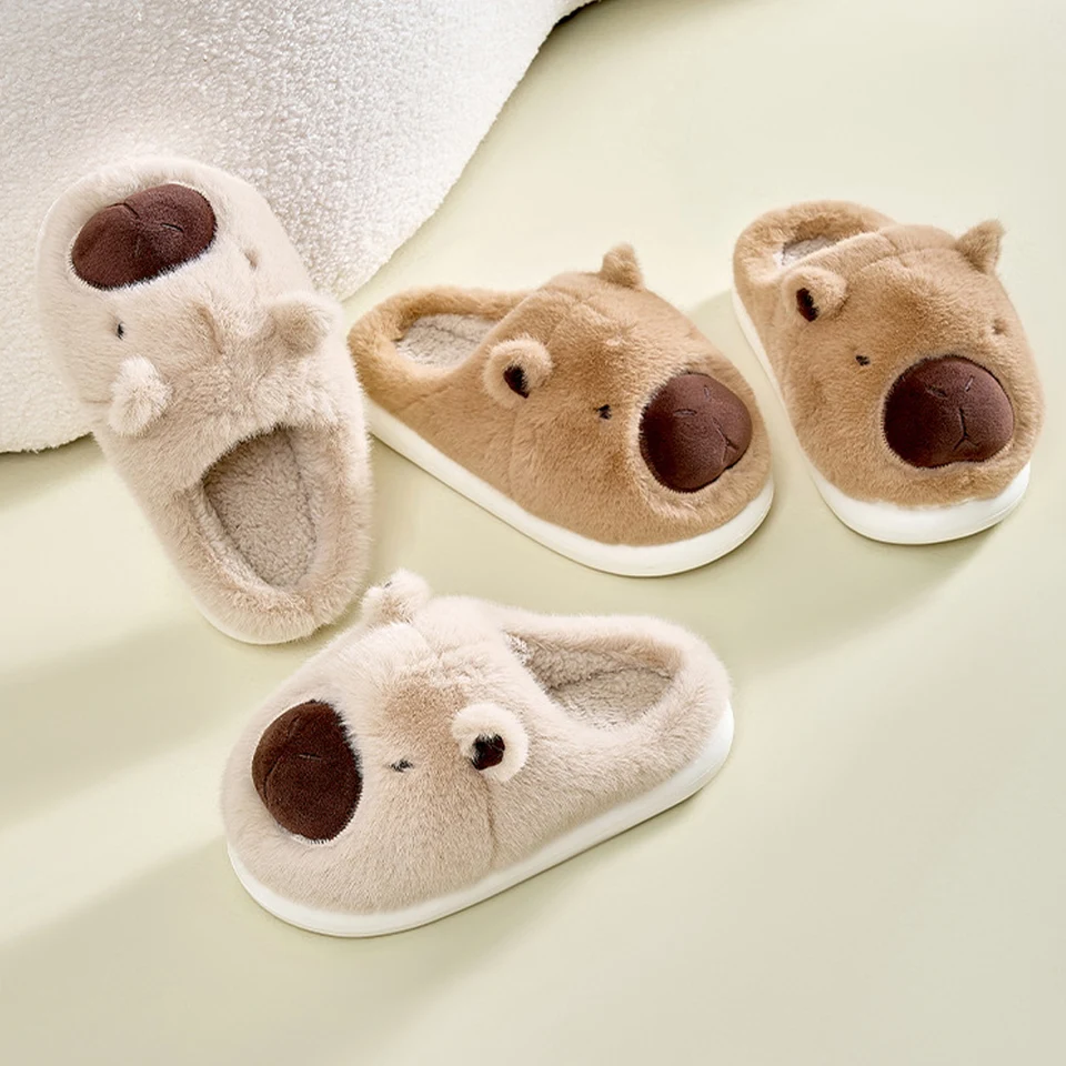 pantofole da donna in peluche a forma di orso capibara - calde scarpe