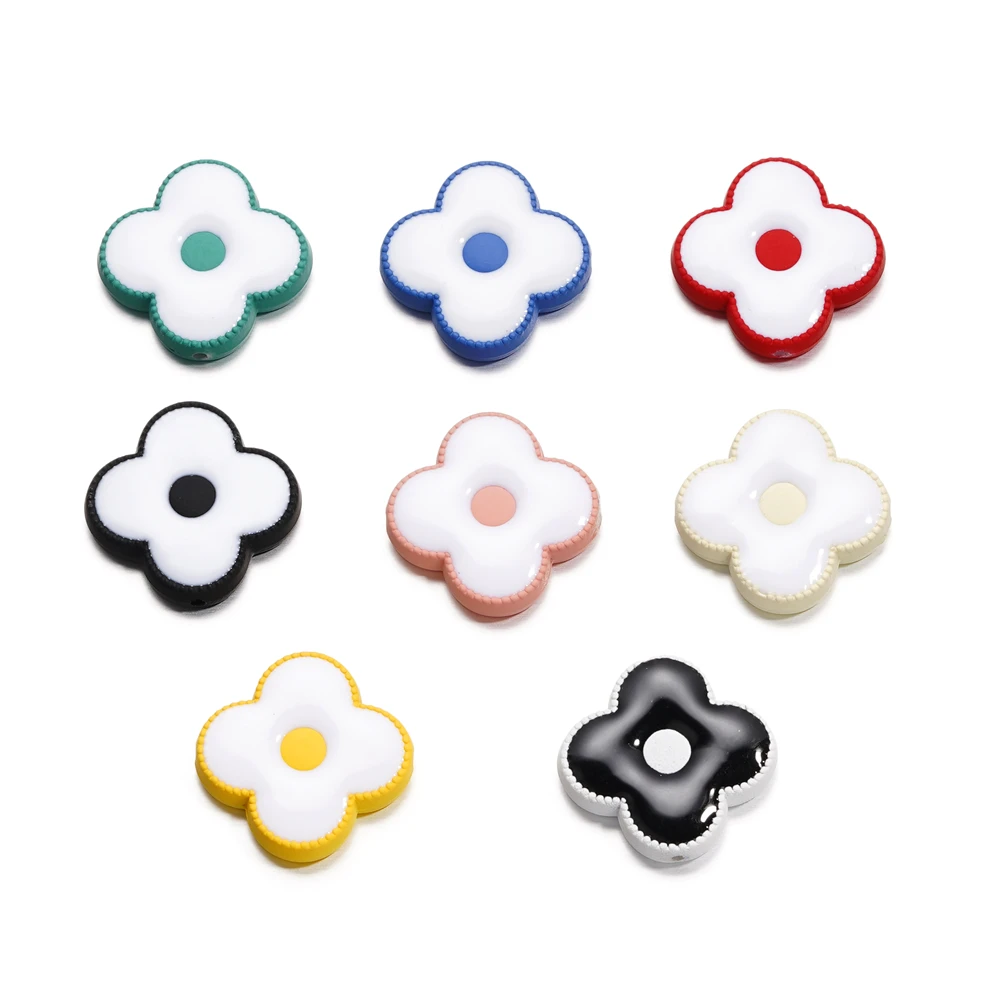 10 Stück/Los 24,8mm Acryl niedlichen Cartoon Blumen form lose Abstand halter Perlen für Schmuck machen DIY handgemachte Armband Zubehör – Detail 3