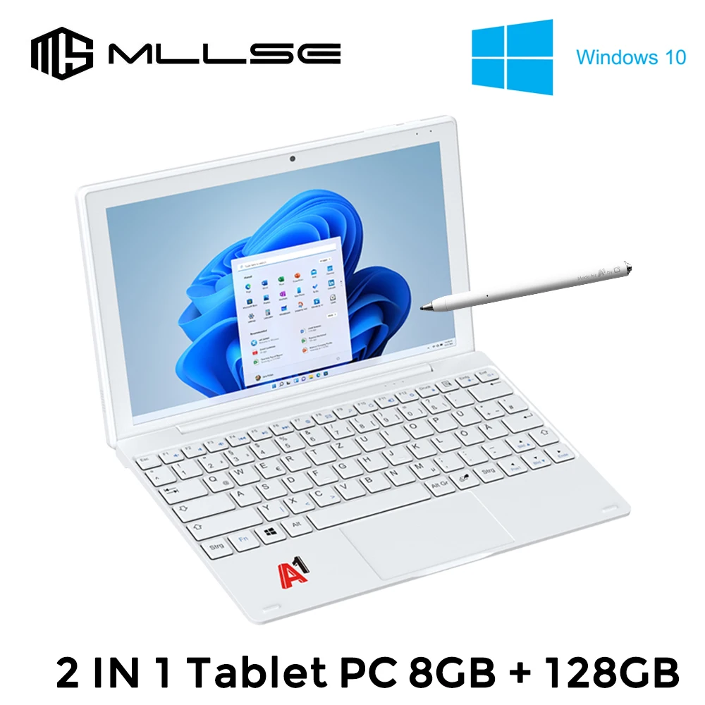 

MLLSE 10.1 Inch 2 IN 1 Tablet PC Intel Pentium N5030 Quad Core 8GB DDR4 128GB SSD HD 1920x1200 IPS Screen GPU Windows 10 Laptop