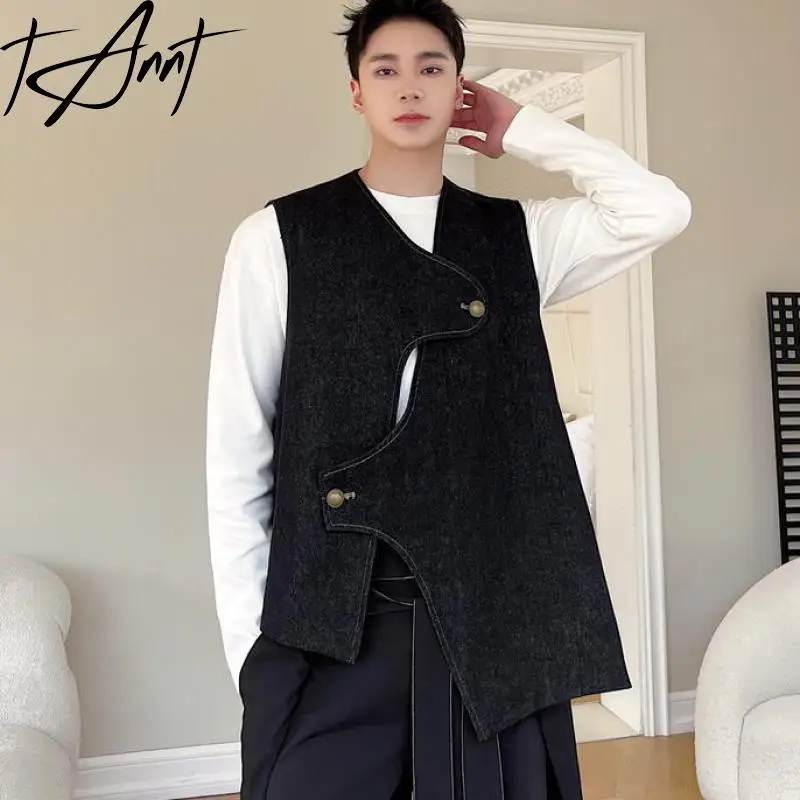 

TANNT Women Vest Asymmetry Sleeveless Black Women Vest Jacket Winter Irregular Fashion Waistcoat For Women 2023 New Tops