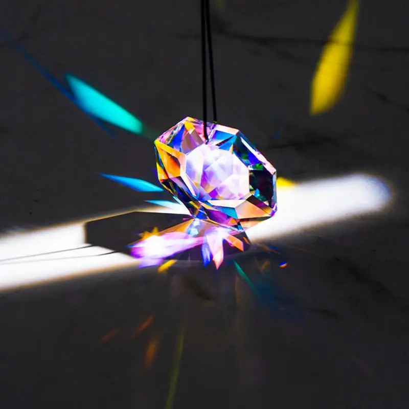 57mm Colorful Suncatchers Crystal Prisms Hanging Flower Faceted Glass Chandelier Pendant Light Rainbow Catcher Home Garden Decor
