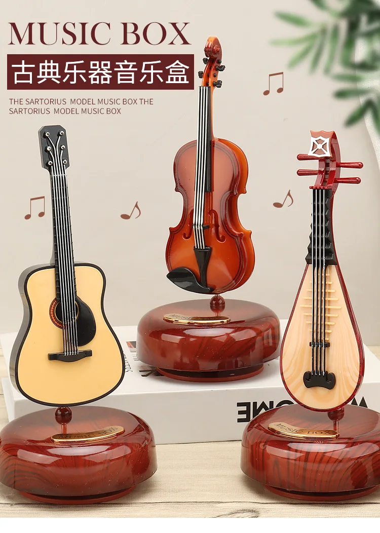Retro Musical Instrument Music Box Music Decoration Octave Box Rotary ...