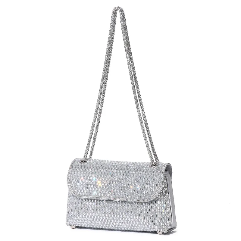 New Arrival Diamond-Studded Evening Clutch Bag with Chain Strap