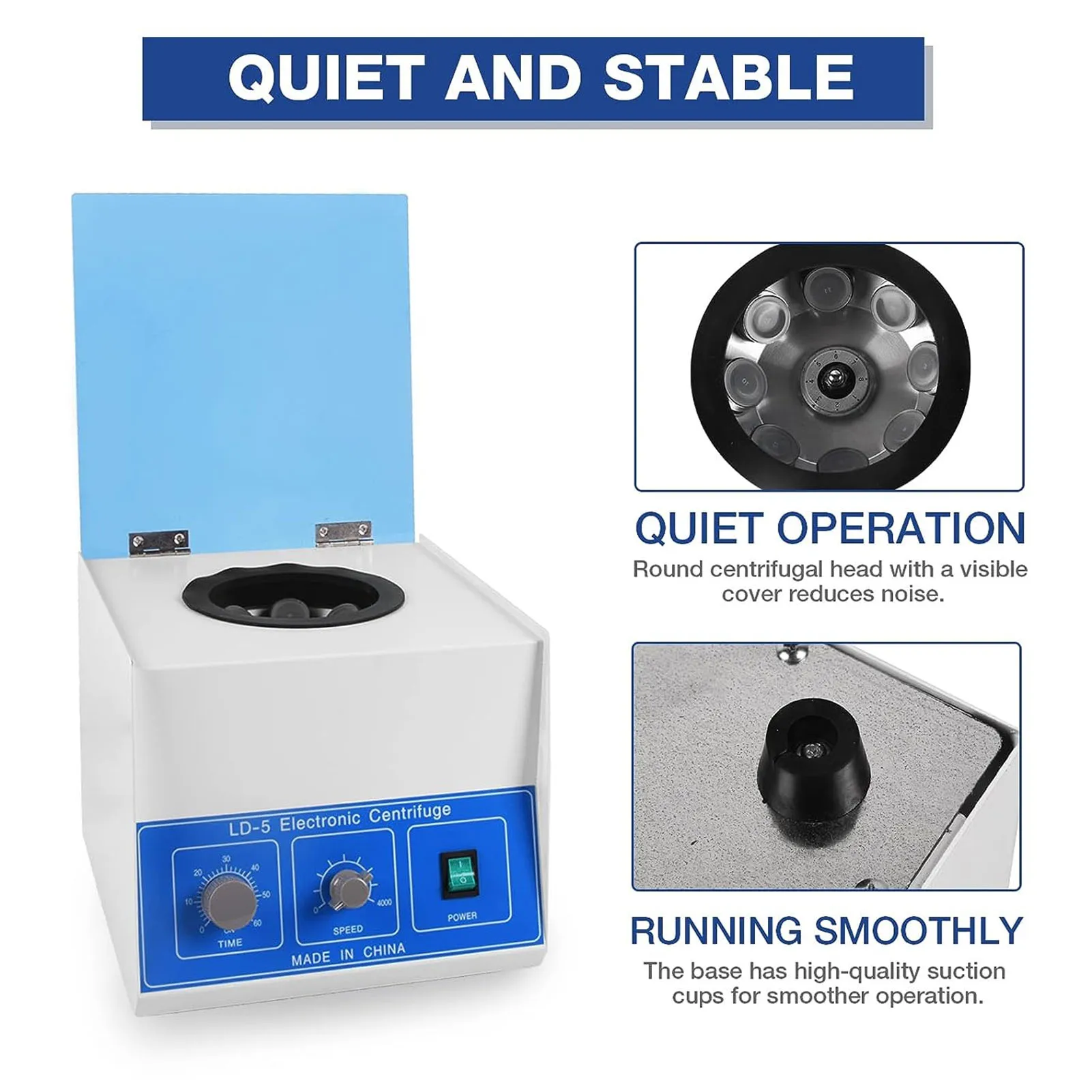 LD-5 Electric Benchtop Centrifuge 2770xg 4000RPM 50mlx8 Capacity Low Noise Laboratory Centrifuge with Timer Speed Control