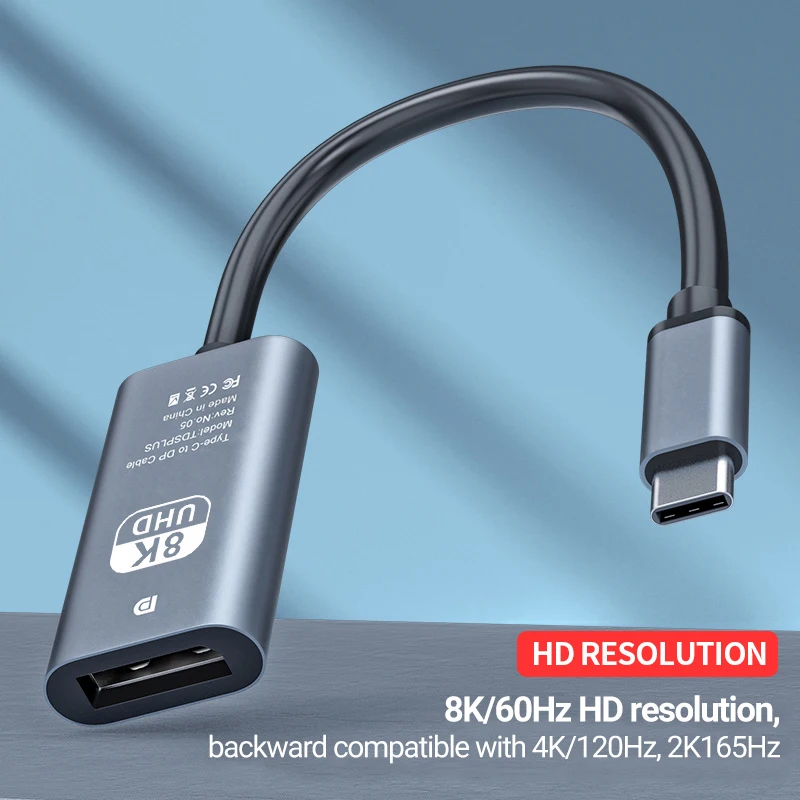 HD USB-C-디스플레이 포트 변환기, C타입 수-DP 암 커넥터 지지대, 맥북 프로 델에 적합, 8K 60Hz, 4K 120Hz