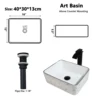 ZAPPO White Marbling Bathroom Sinks 16 inch Ceramic Vessel Sink Above Counter Bathroom Vessel Sink with Faucet and Drain Combo 4